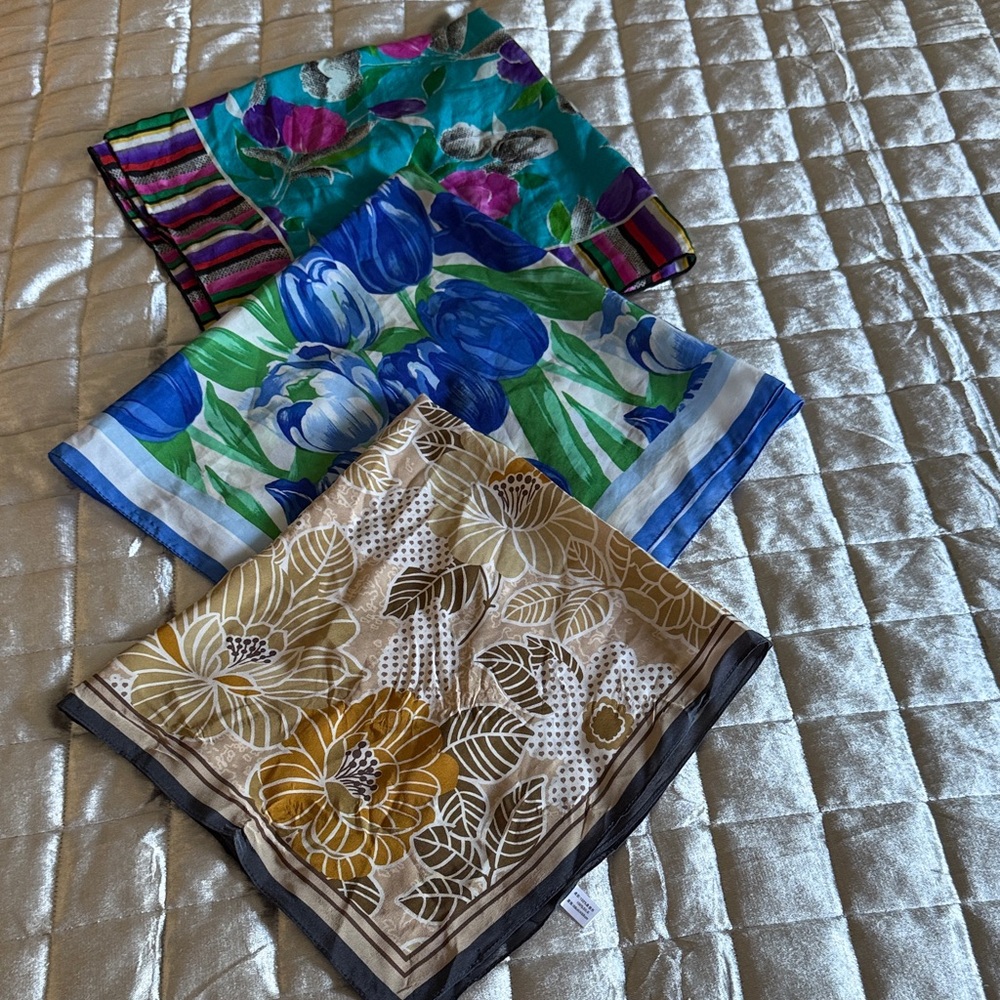 Floral and Striped Patterned Scarves Set-3
